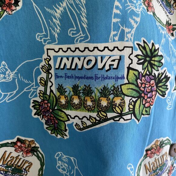 Hilo Hattie Shirt Womens Large Hawaiian Camp Cat Dog Pet Print Coconut Buttons - Picture 6 of 9